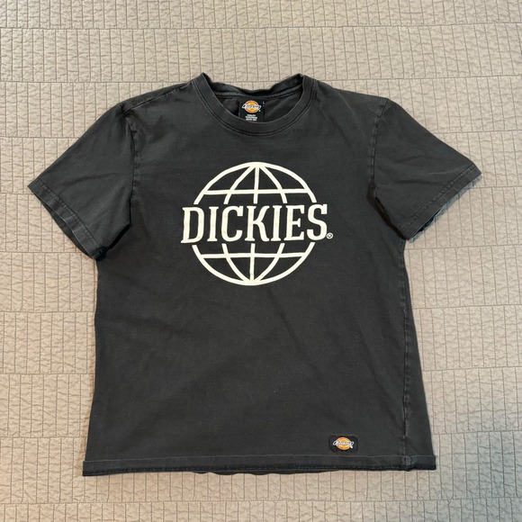 Y2K Dickies T Shirt Men's Medium Black Workwear Graphic Tee Faded Skater 2000s - Picture 1 of 9
